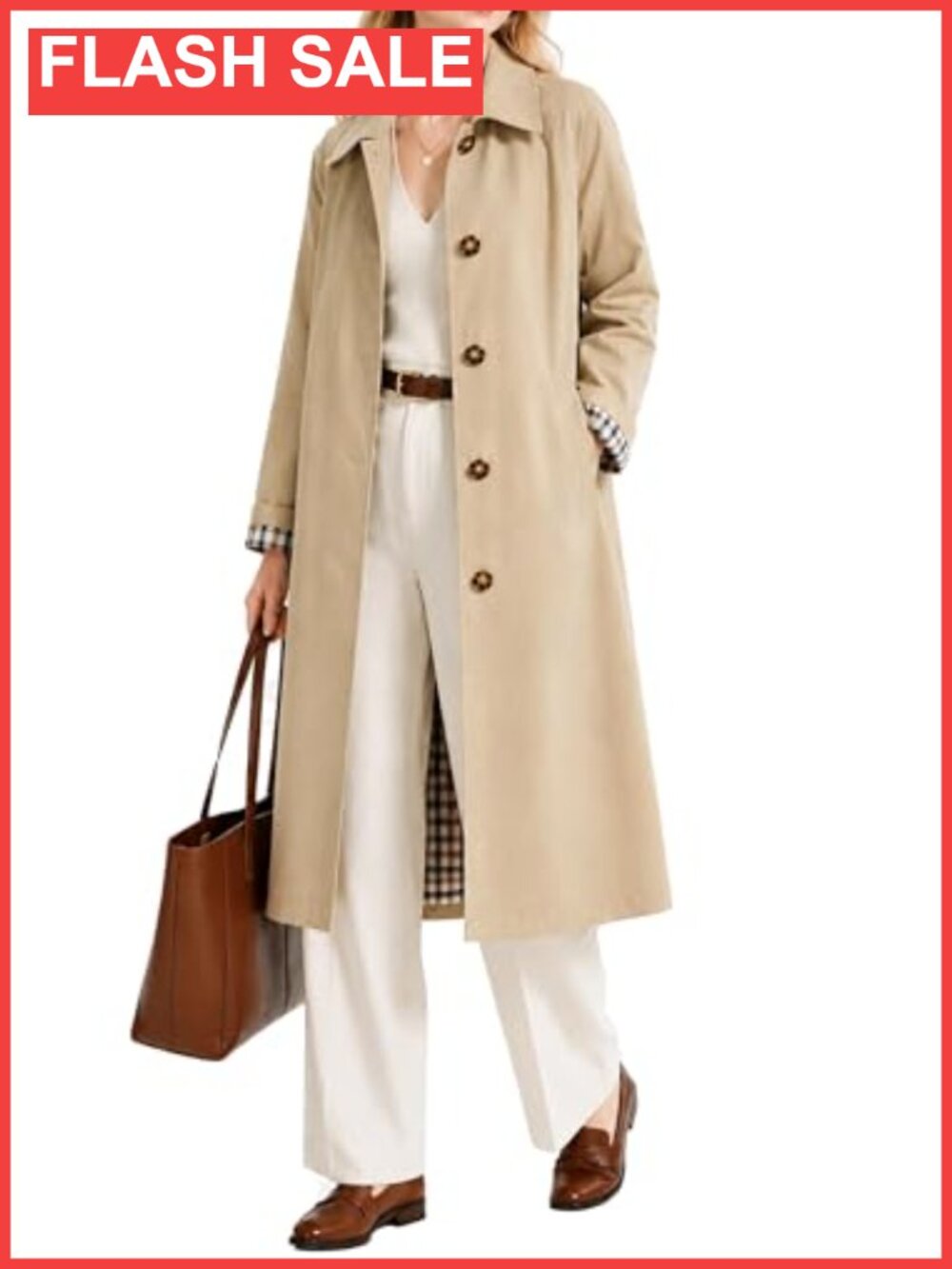 Women Classic Single Breasted Waterproof Trench Coat Lightweight Packable Over